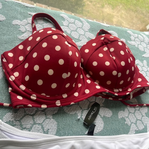 NWT Two Piece Bikini Set Adore me 32DD  Bikini Bra top/ XL White Bikini Bottoms - Picture 3 of 13